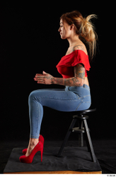 Woman White Slim Female Studio Poses